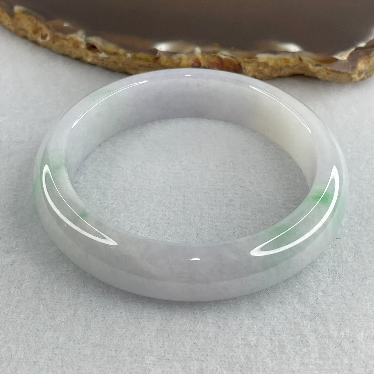 Natural Type A Multicolor Jadeite Bangle | 52.6mm Light Lavender with Emerald Green & Reddish Brown Patches | "Perfect" Grade Premium Luxury "Fei Cui" Round Wrist Heirloom (50.03g 12.8x7.7mm)