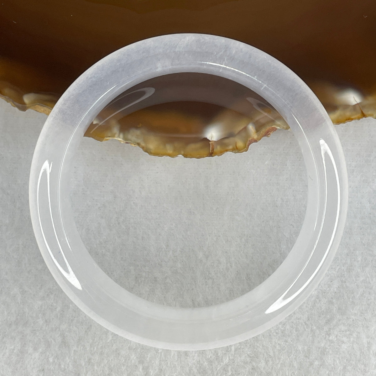 Natural Glassy Chalcedony Agate Bangle | 52.6mm Inner Diameter (43.64g | 12.6×8.7mm | Crown & Throat Chakra Serenity, Emotional Balance & Harmony Shield)
