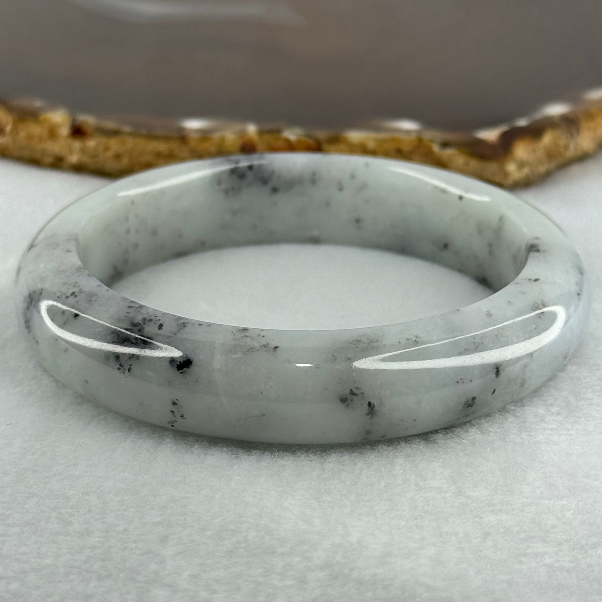 Type A Faint Green Lavender with Back Patches Jadeite Bangle Internal Diameter 56.7mm 67.39g  13.4 by 10.0mm (Very Slight Internal Lines) - Huangs Jadeite and Jewelry Pte Ltd