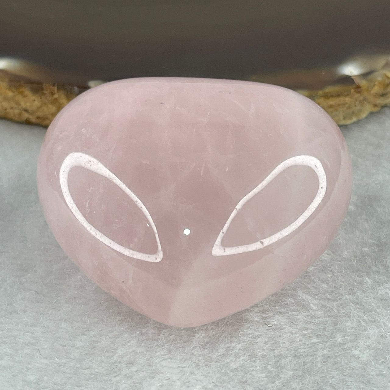 Average Grade Natural Rose Quartz Heart Shape Display 72.71g 43.8 by 45.9 by 25.5mm