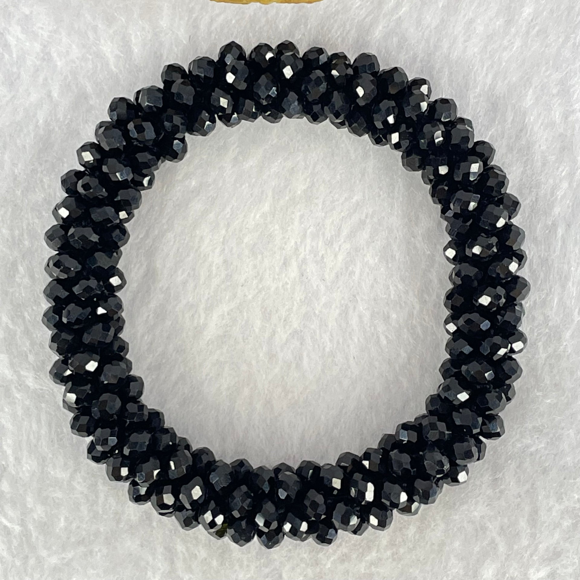 Black Crystal Mini Beads Bracelet 20.99g 15.5cm 9.6mm - Huangs Jadeite and Jewelry Pte Ltd