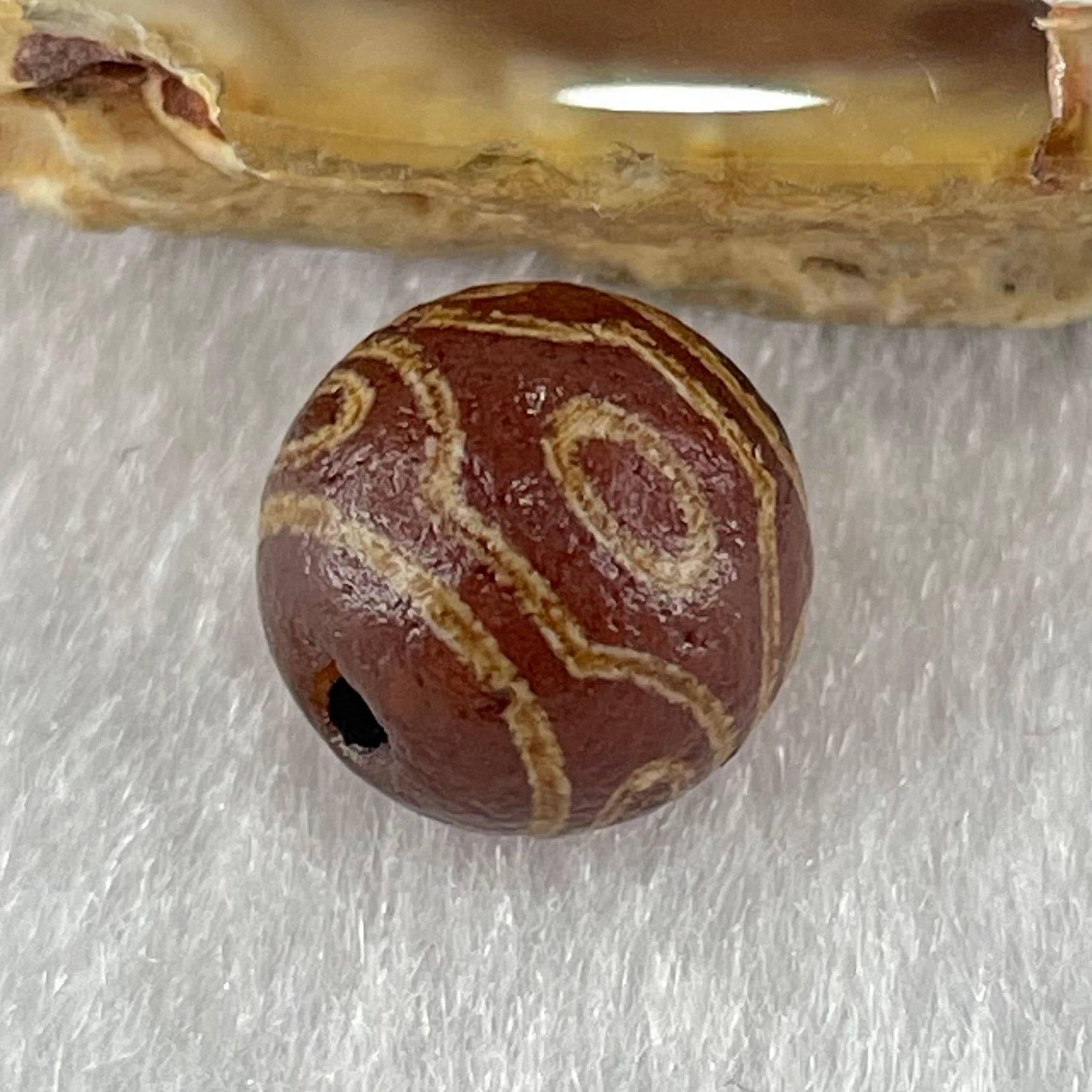 Natural Powerful Tibetan Old Oily Agate 6 Eyes Dzi Bead Heavenly Master (Tian Zhu) 六眼天诛 1.44g 10.0 by 10.4mm - Huangs Jadeite and Jewelry Pte Ltd