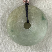 Type A Green with Blueish Green and Yellow Piao Hua Jadeite Ping An Kou Donut Pendent 27.08g 35.3 by 10.2mm - Huangs Jadeite and Jewelry Pte Ltd
