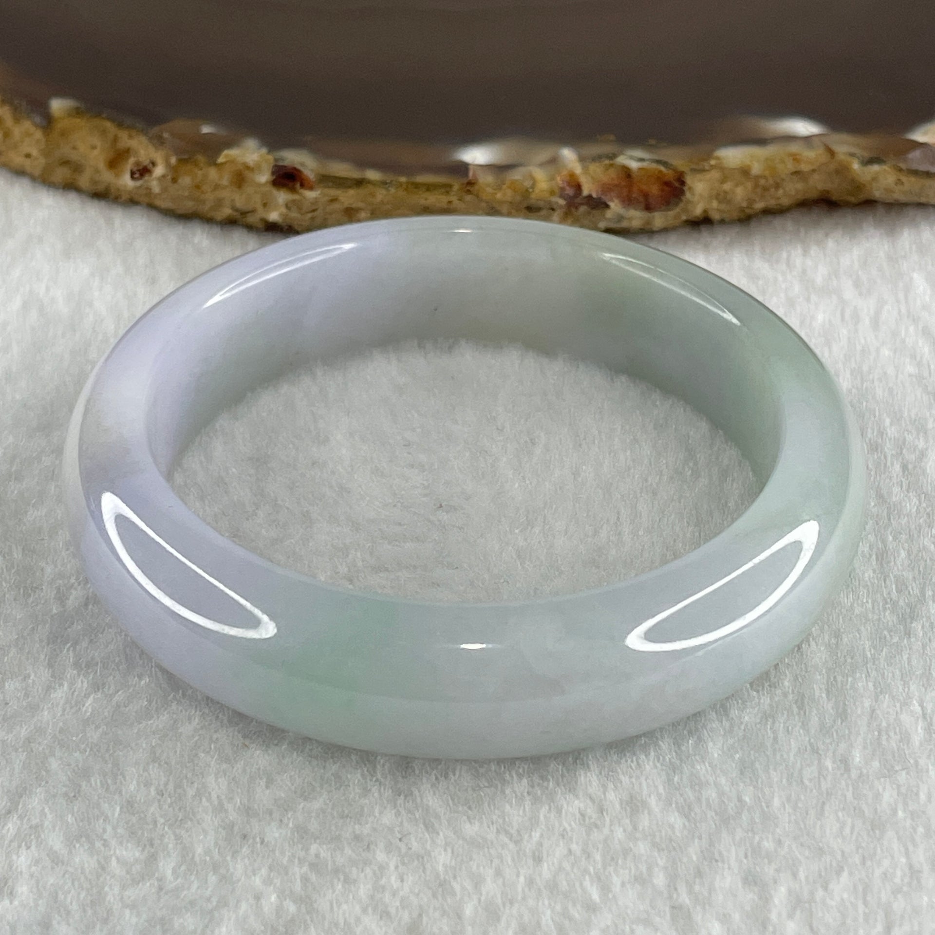 Type A Natural Light Lavender Light Green Jadeite Bangle 48.46g Inner Diameter 51.0mm 12.7 by 7.8mm (Slight Internal Lines) - Huangs Jadeite and Jewelry Pte Ltd