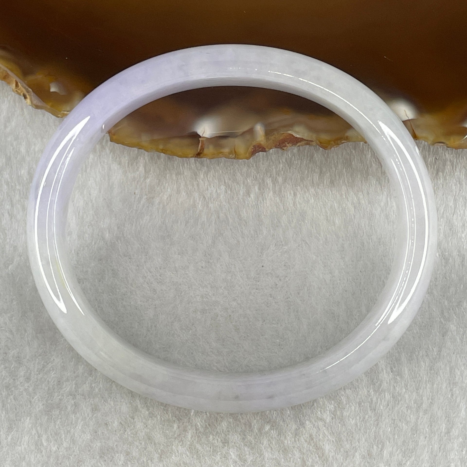 Natural Type A Bright Lavender with Light Green Jadeite Oval Bangle 32.80g Inner Diameter 54.3mm 11.6 by 6.0mm (Internal Line) - Huangs Jadeite and Jewelry Pte Ltd