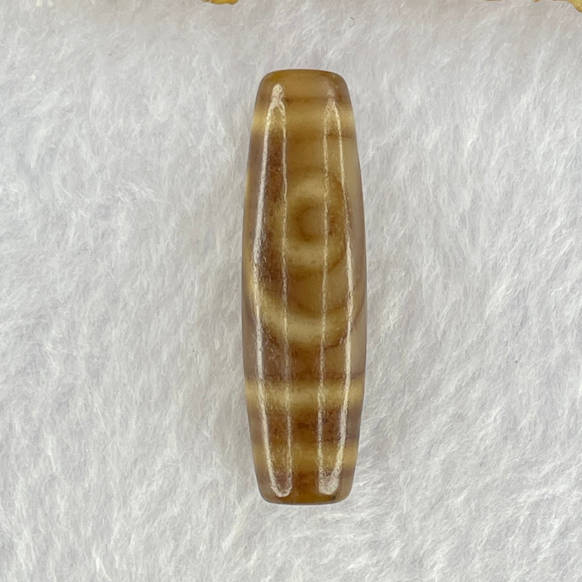 Natural Powerful Tibetan Old Oily Agate 2 Eyes Dzi Bead Heavenly Master (Tian Zhu) 二眼天诛 8.05g 39.4 by 11.5mm - Huangs Jadeite and Jewelry Pte Ltd