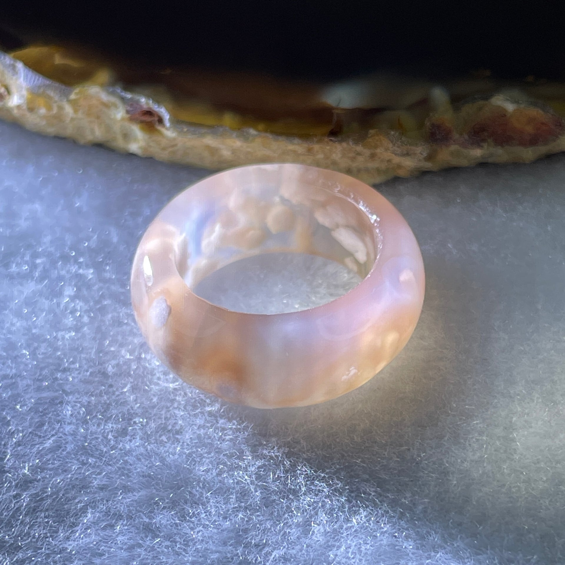 Natural Pinkish Flower Agate Ring 5.16g 9.5 by 4.0mm US 6.8 HK 15 - Huangs Jadeite and Jewelry Pte Ltd