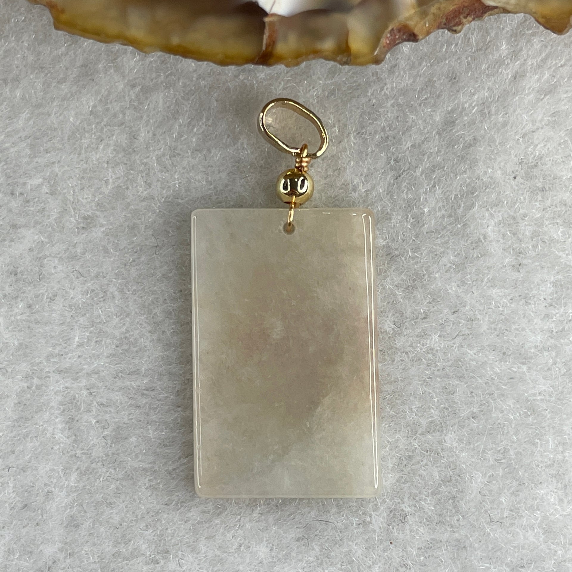 Type A White with Reddish Brown Jadeite Wu Shi Pai Pendant 2.38g 22.2 by 4.2 by 2.2mm - Huangs Jadeite and Jewelry Pte Ltd