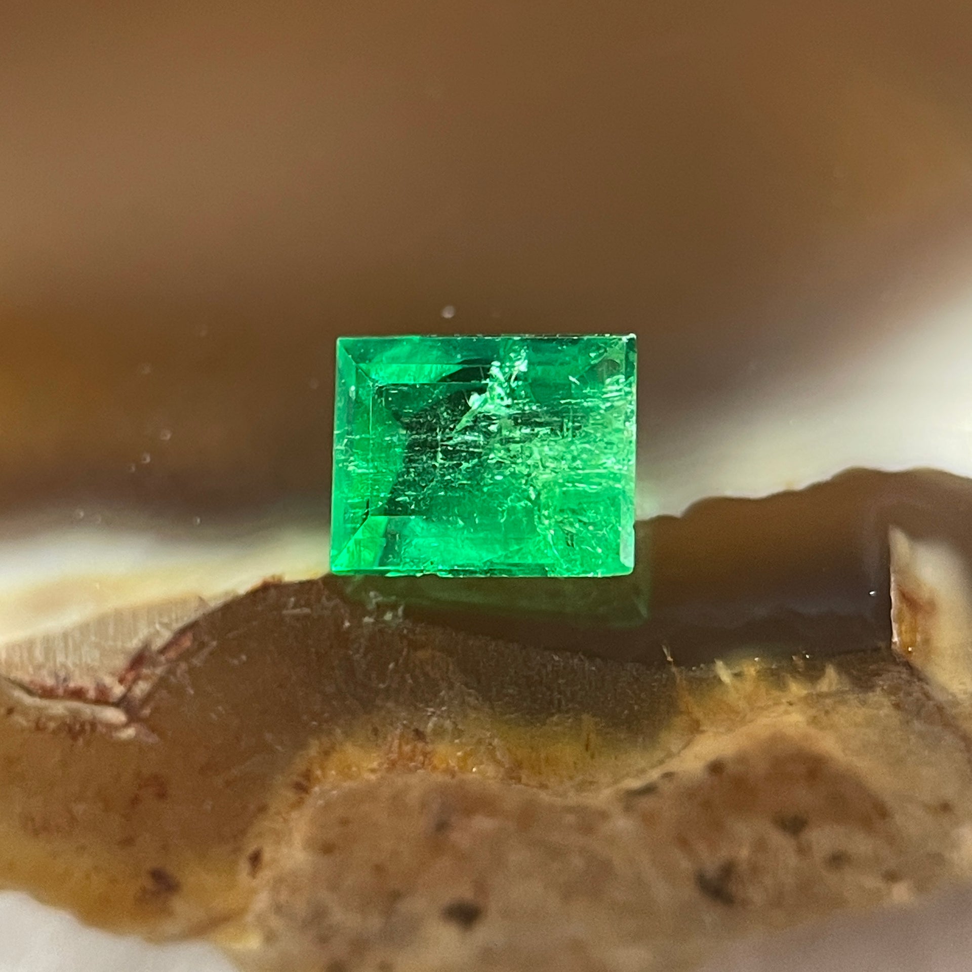 Natural Colombia Vivid Green Emerald (Beryl) Cut-Cornered Rectangular Step cut 0.37ct 4.7 by 3.4 by 2.6mm - Huangs Jadeite and Jewelry Pte Ltd