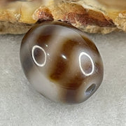 Natural Powerful Tibetan Old Oily Agate Water Wave Daluo Amulet (Tian Zhu) Dzi Bead 2.95g 13.9 by 12.3mm - Huangs Jadeite and Jewelry Pte Ltd