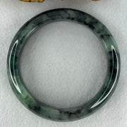 Type A Green and Black to Dark Green Piao Hua Jadeite Bangle Internal Diameter 58.2mm 73.13g 15.0 by 8.9mm (Internal Lines) - Huangs Jadeite and Jewelry Pte Ltd