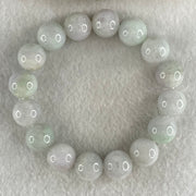 Type A Light Green with Slight Light Lavender Jadeite Beads Bracelet 47.83g 15cm 12.1mm 16 Beads - Huangs Jadeite and Jewelry Pte Ltd