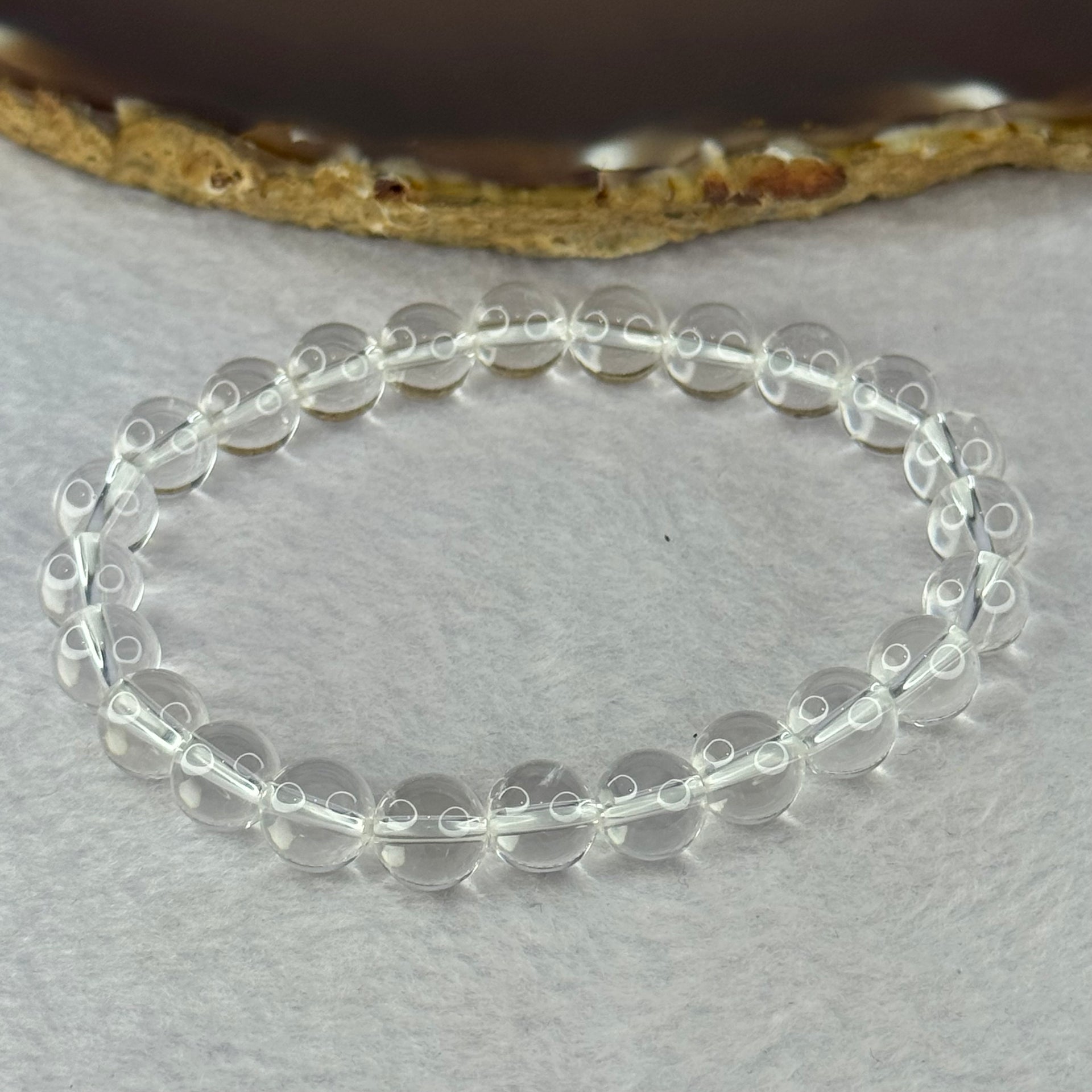 Natural Clear Quartz Bracelet 天然白水晶手链 18.81g 16.5cm 8.4mm 24 Beads - Huangs Jadeite and Jewelry Pte Ltd