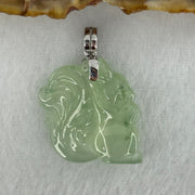 18K White Gold Type A Light Green Jadeite Squirrel Pendant with Natural Diamonds 5.68g 21.0 by 21.4 by 6.8mm - Huangs Jadeite and Jewelry Pte Ltd