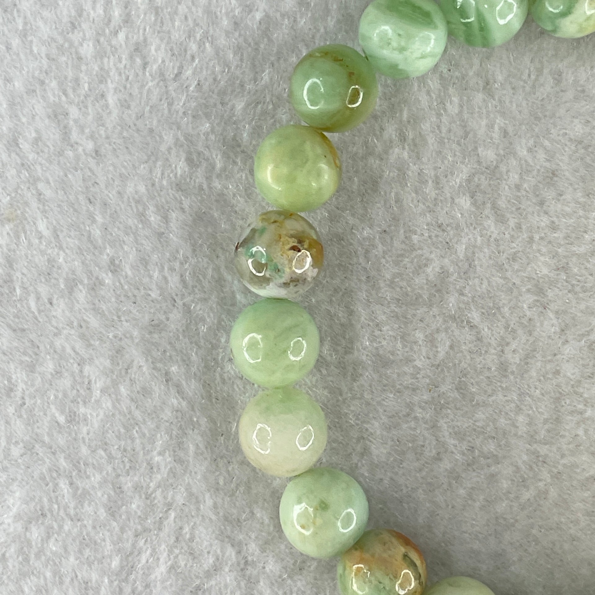 Natural Green Serpentine Beads Bracelet 21.40g 16.5cm 8.7mm 23Beads - Huangs Jadeite and Jewelry Pte Ltd