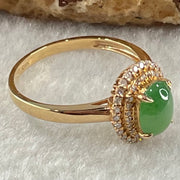 Type A Emerald Green Jadeite with Diamonds in 18K Rose Gold Ring 2.36g 7.5 by 6.0 by 3.5mm US6.8 HK15 - Huangs Jadeite and Jewelry Pte Ltd