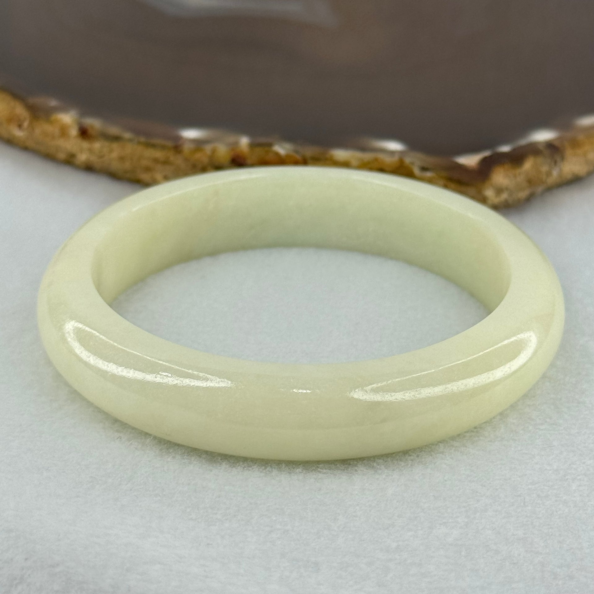 Type A Light Green Jadeite Bangle Internal Diameter 57.5mm 57.45g 12.8 by 8.4mm (Very Slight External Rough) - Huangs Jadeite and Jewelry Pte Ltd