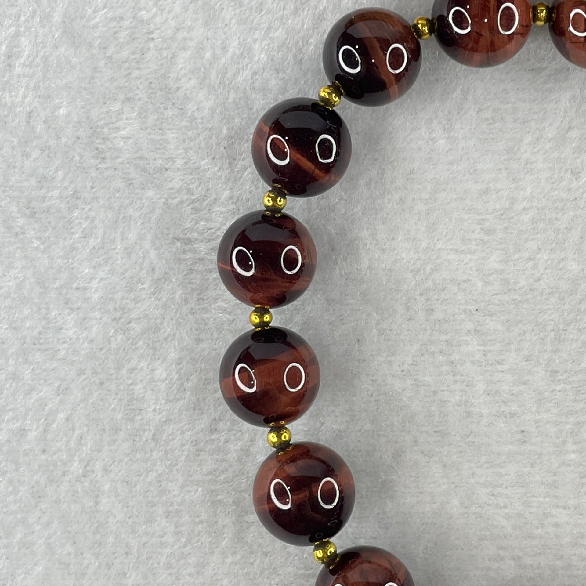 Natural Red Tiger's Eye Beads Bracelet 45.31g 20cm 12.3mm 17Beads - Huangs Jadeite and Jewelry Pte Ltd