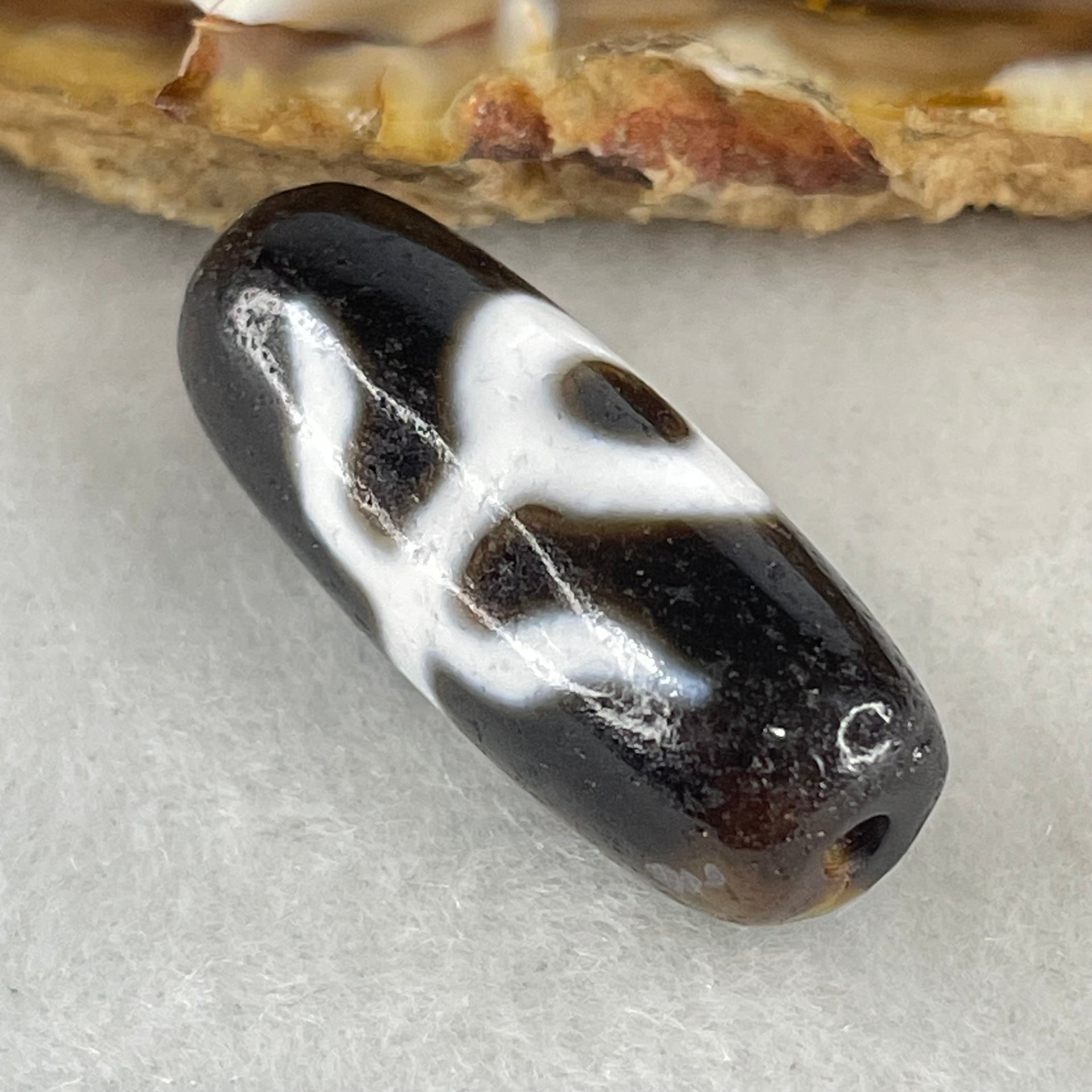Natural Powerful Tibetan Old Oily Agate Patina Guiren Tairen Human Dzi Bead Totem Amulet Heavenly Master (Tian Zhu) 贵人天诛 5.77g 28.2 by 11.4mm - Huangs Jadeite and Jewelry Pte Ltd