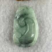 Natural Type A Green with Dark Green Jadeite Ruyi Pendant | Scepter of Wish Fulfillment & Leadership Talisman (5.22g | 29.1 x 17.3 x 5.6mm) - Huangs Jadeite and Jewelry Pte Ltd