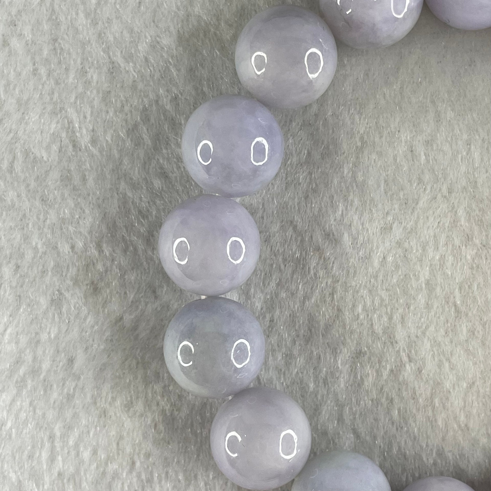 Type A Lavender Jadeite Beads Bracelet 52.68g 15.5cm 12.5mm 16 Beads - Huangs Jadeite and Jewelry Pte Ltd