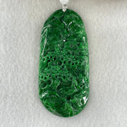 Type A Lao Keng Old Mine Full Spicy Green Jadeite Shan Shui with Guiren Benefactor Pendant 27.27g 63.1 by 29.9 by 6.8mm - Huangs Jadeite and Jewelry Pte Ltd