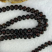 Natural Red Black Flower Amber Beads Necklace 天然琥珀项链 21.83g 62cm 7.5 by 6.0mm 1 Beads 7.4mm 108 Beads - Huangs Jadeite and Jewelry Pte Ltd