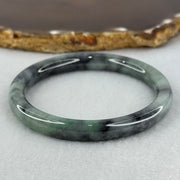 Type A Wuji Grey Black with Light Green Patch Jadeite Bangle Internal Diameter 52.2mm 27.55g 8.0 by 7.0mm - Huangs Jadeite and Jewelry Pte Ltd