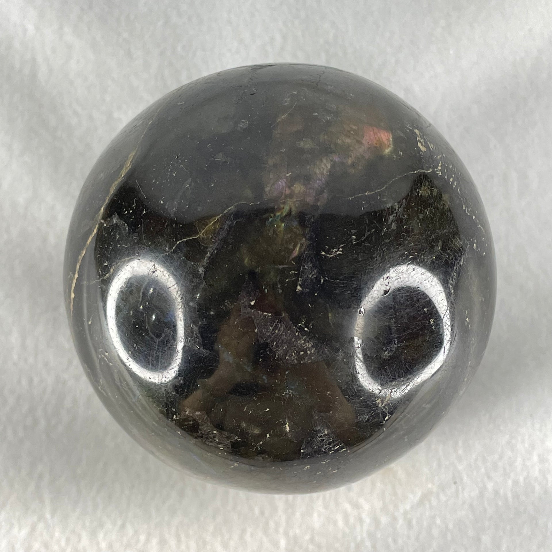 Good Grade Natural Labradorite Sphere Ball with Wooden Stand 952.9g 82.0 by 77.5 by 135.0mm - Huangs Jadeite and Jewelry Pte Ltd