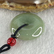Natural Type A Green Jadeite Ping An Kou Donut Pendant in String Necklace 9.58g 24.7 by 7.1mm - Huangs Jadeite and Jewelry Pte Ltd
