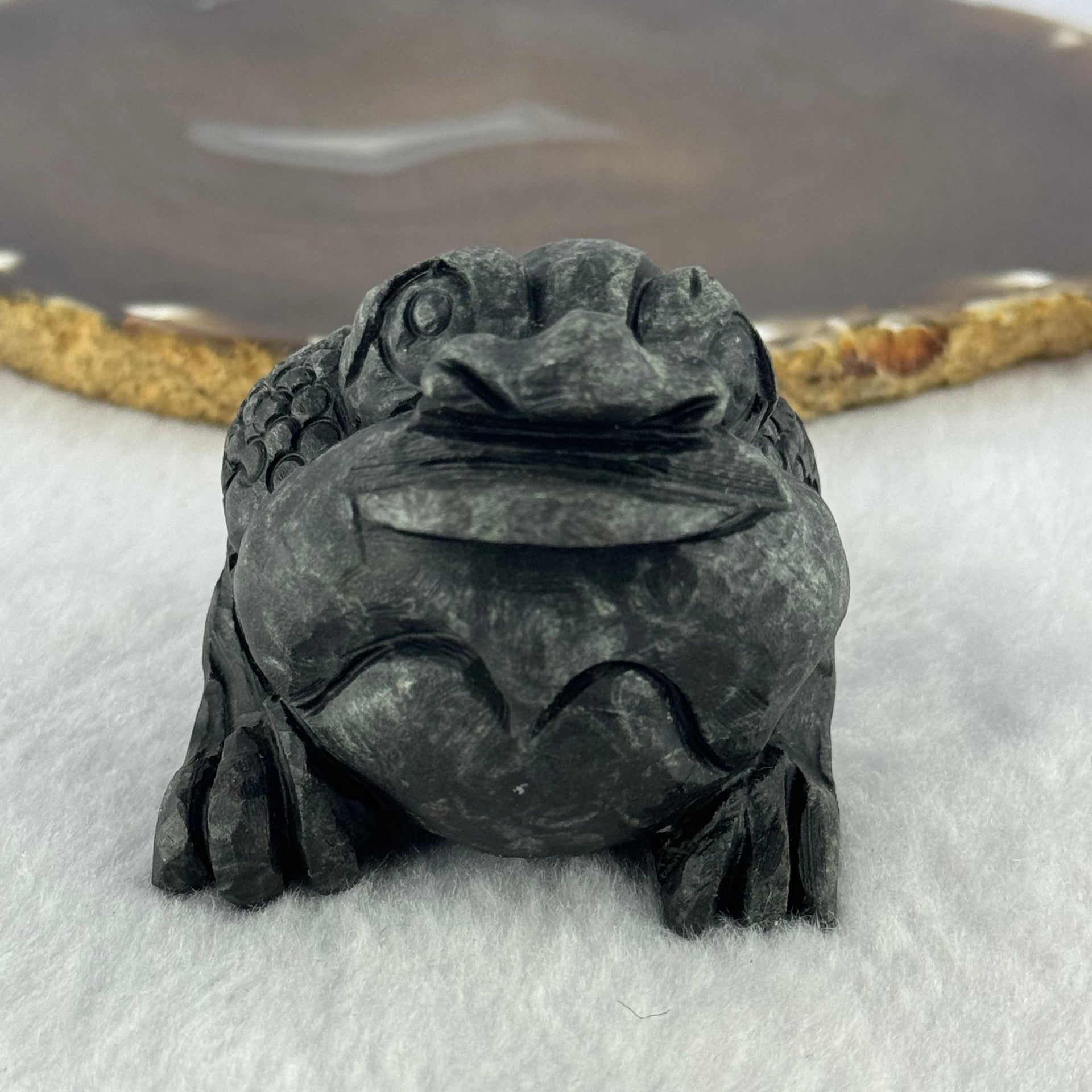 Rare Natural Tibetan Meteorite Tektite 3 Legged Toad Mini Display 364.4g 88.5 by 52.6 by 49.5mm - Huangs Jadeite and Jewelry Pte Ltd