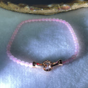 Natural Type A Semi-Icy Pink Jadeite Beads Bracelet | 17cm Delicate 3.8mm Round Genuine Pink Jade Bracelet Rose Gold Clasp (5.32g 49 Beads) - Huangs Jadeite and Jewelry Pte Ltd