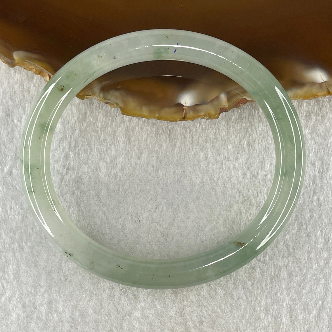 Natural Type A Jelly Light Green Jadeite Oval Bangle 22.10g Inner Diameter 53.8mm 6.3 by 7.1mm (Slight Internal Lines) - Huangs Jadeite and Jewelry Pte Ltd