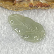 Type A Semi Icy Light Blueish Green Jadeite Leaf Pendant 2.06g 26.7 by 15.0 by 3.5mm - Huangs Jadeite and Jewelry Pte Ltd