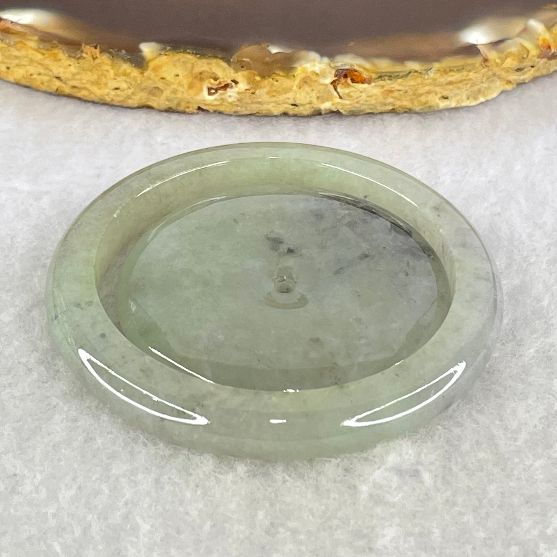 Type A Green Wuji Grey Jadeite Baby Bangle and Ping An Kou Donut Set 33.51g 6.2 by 6.0mm 38.3 by 6.2mm (Close to Perfect) - Huangs Jadeite and Jewelry Pte Ltd