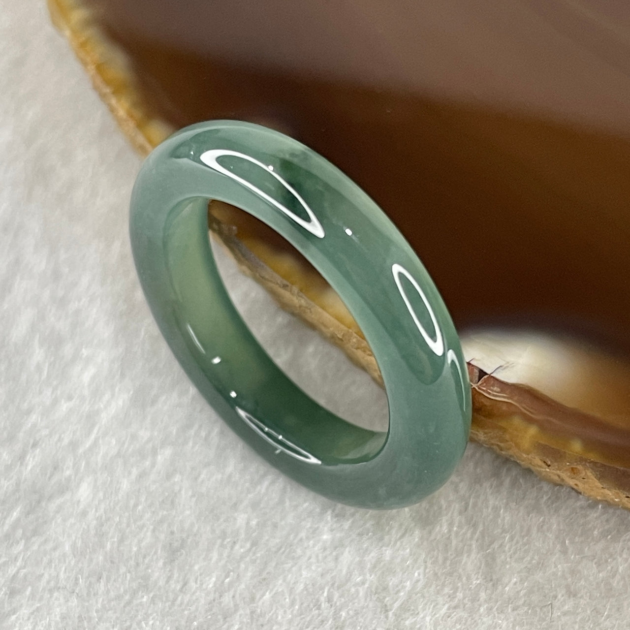 Certified Natural Type A Icy Blueish Green Jadeite Ring 3.48g 4.7 by 4.0mm US 7.4 HK 16.4 (Perfect)