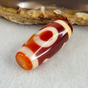 Natural Powerful Tibetan Old Oily Red White Agate Patina Guiren Tairen Human Benefactor Dzi Bead Heavenly Master (Tian Zhu) 贵人天珠 6.21g 28.3 by 12.1mm - Huangs Jadeite and Jewelry Pte Ltd