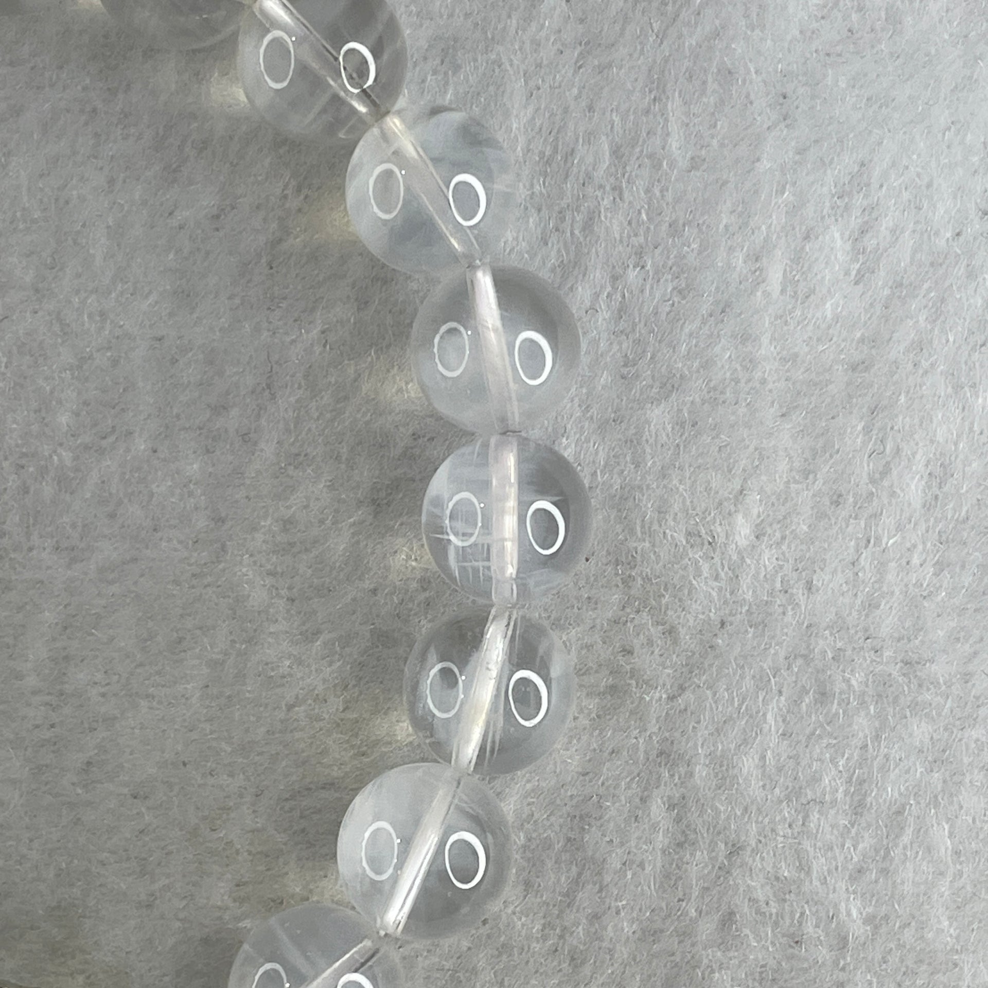 Good Grade Natural White Phantom Quartz Beads Bracelet with Charm 26.36g 16.5cm 9.7mm 19 Beads - 9.1 by 8.1 by 2.0mm Charm - Huangs Jadeite and Jewelry Pte Ltd