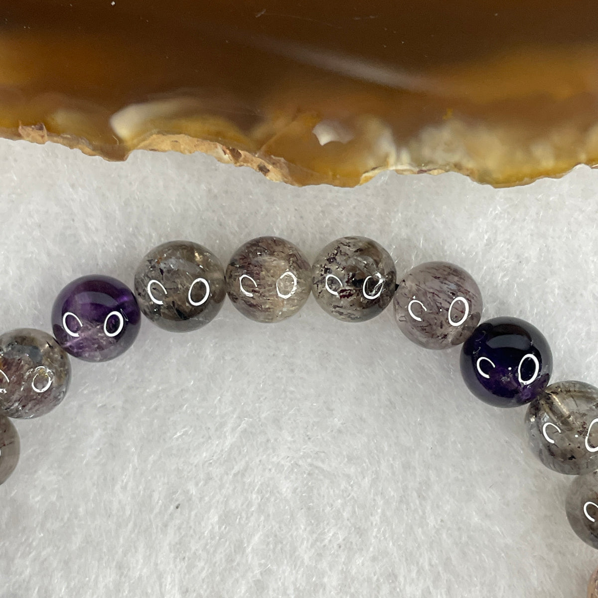 Certified Good Grade Natural Black Super 7 Crystal Beads Bracelet | 16cm Strand of 25 Beads 7.8mm (15.43g | Root Grounding, Manifestation & Aura Shield)