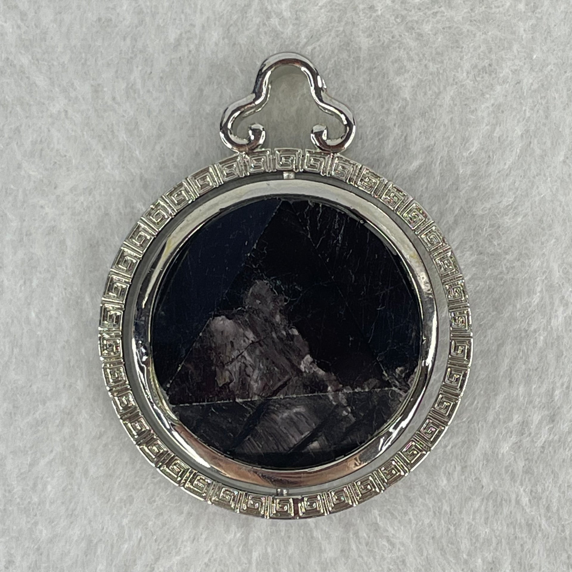 Natural Hypersthene in Stainless Steel Pendant 23.93g 25.0 by 9.4mm - Huangs Jadeite and Jewelry Pte Ltd