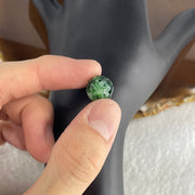 Natural Type A Lao Keng Old Mine Green with Light Green Jadeite Flora Carving Bead Charm 1.38g 10.7mm - Huangs Jadeite and Jewelry Pte Ltd