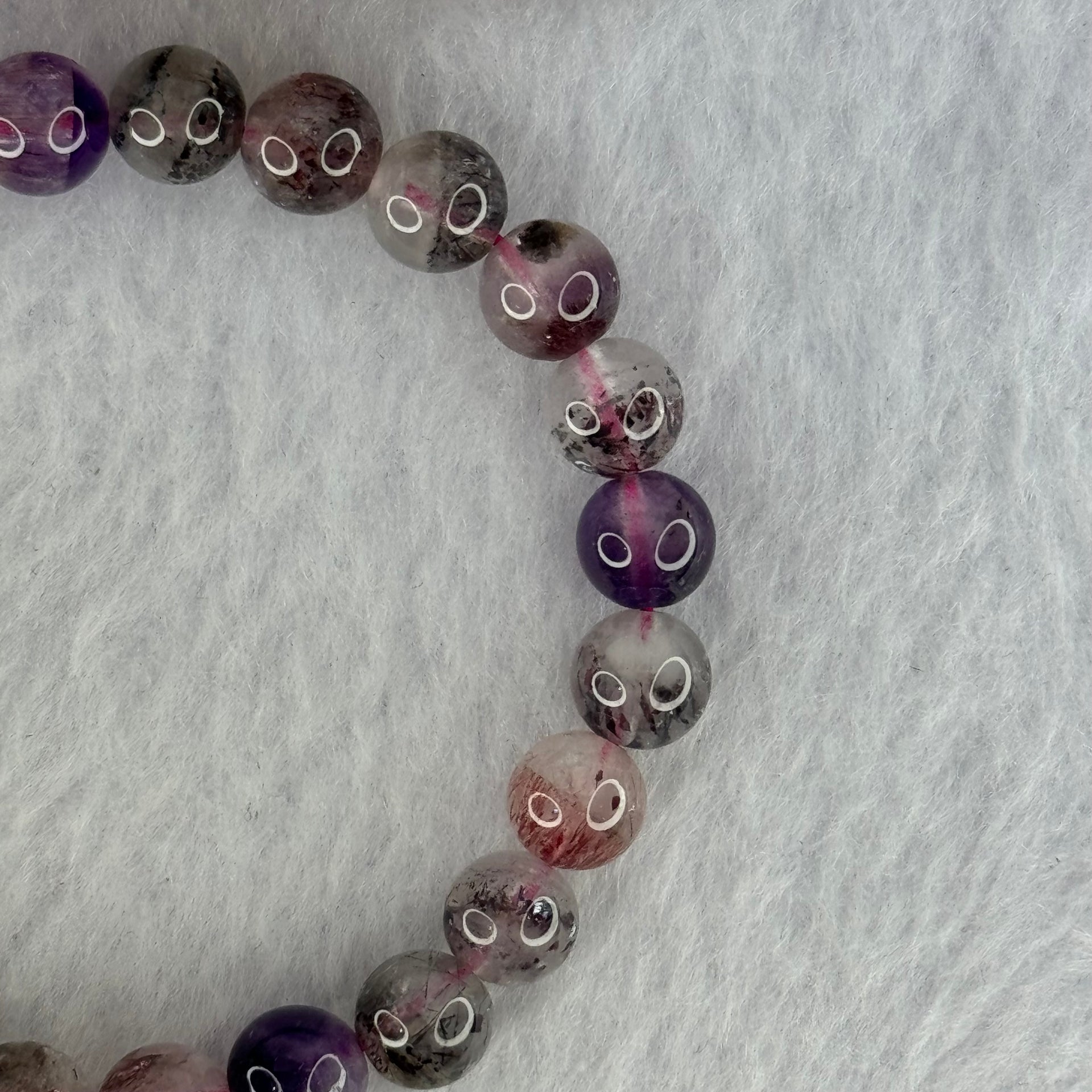 Natural Super 7 Beads Bracelet 12.81g 15cm 7.3mm 25 Beads - Huangs Jadeite and Jewelry Pte Ltd