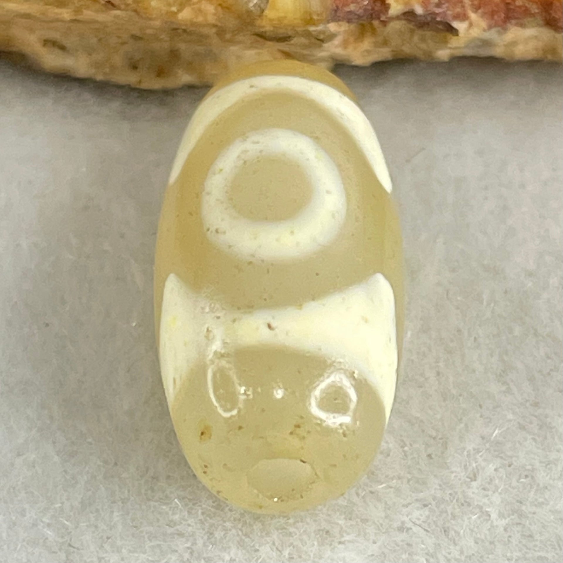 Natural Powerful Tibetan Old Oily Agate 3 Eyes Dzi Bead Heavenly Master (Tian Zhu) 三眼天诛 2.95g 20.1 by 10.2mm - Huangs Jadeite and Jewelry Pte Ltd