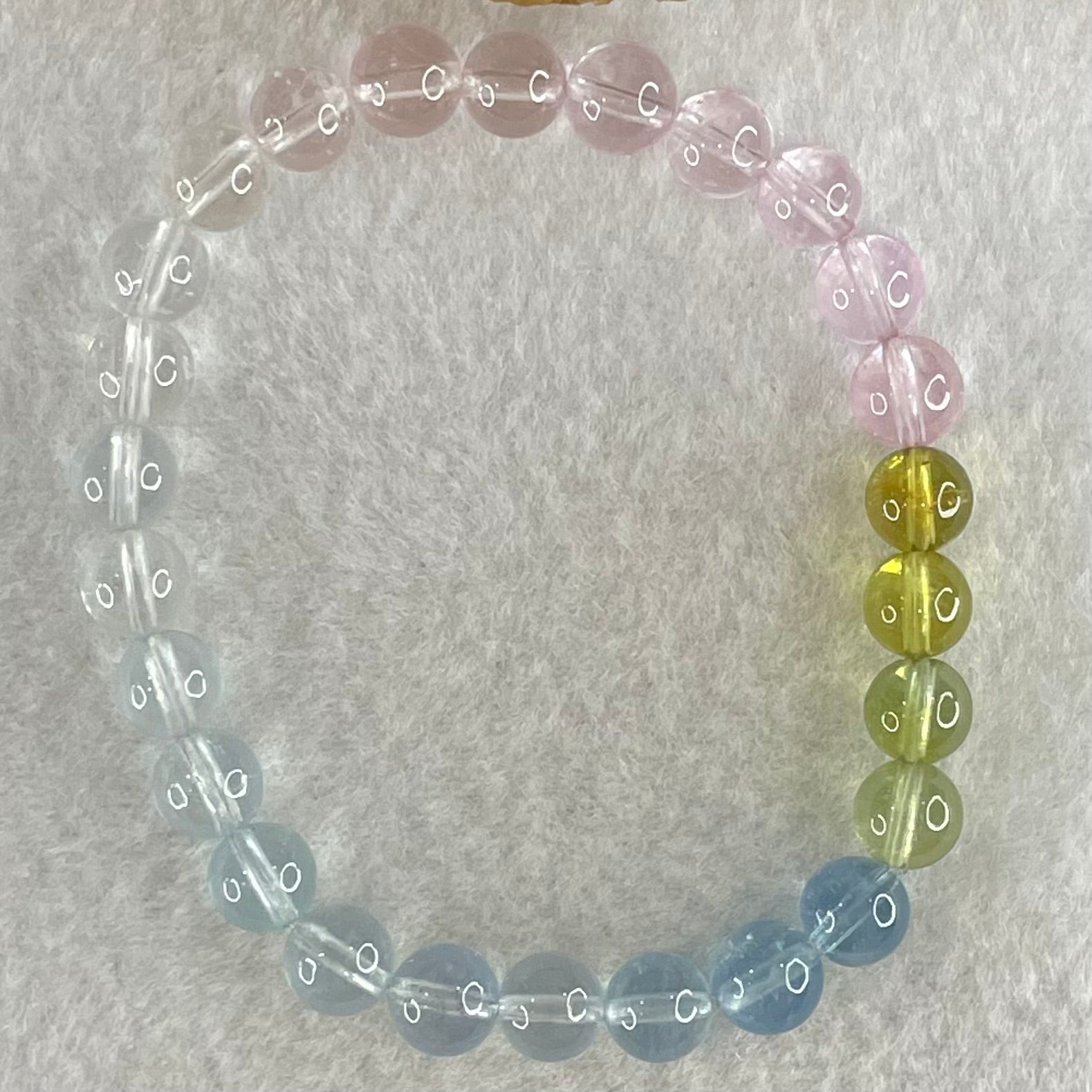 Very Very High Grade Transparent Natural Morganite Beryl Beads Bracelet 13.18g 15.5cm 7.4mm 26 Beads - Huangs Jadeite and Jewelry Pte Ltd