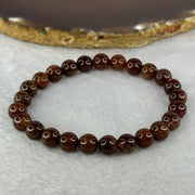 Natural Copper Rutilated Quartz Beads Bracelet 天然銅髮晶手镯 16.36g 16cm 7.9mm 25 Beads - Huangs Jadeite and Jewelry Pte Ltd
