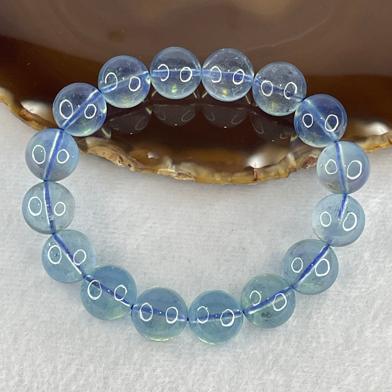Certified Very Good Natural Transparent Aquamarine Beads Bracelet 51.47g 17cm 13.5mm 16 Beads