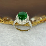Type A Green Jadeite with Diamonds in 18K White Gold 3.60g 11.5 by 9.3 by 4.2mm - Huangs Jadeite and Jewelry Pte Ltd