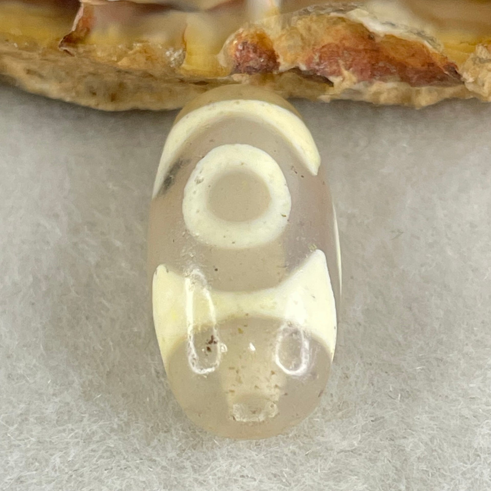 Natural Powerful Tibetan Old Oily Agate 3 Eyes Dzi Bead Heavenly Master (Tian Zhu) 三眼天诛 3.15g 20.2 by 10.2mm - Huangs Jadeite and Jewelry Pte Ltd