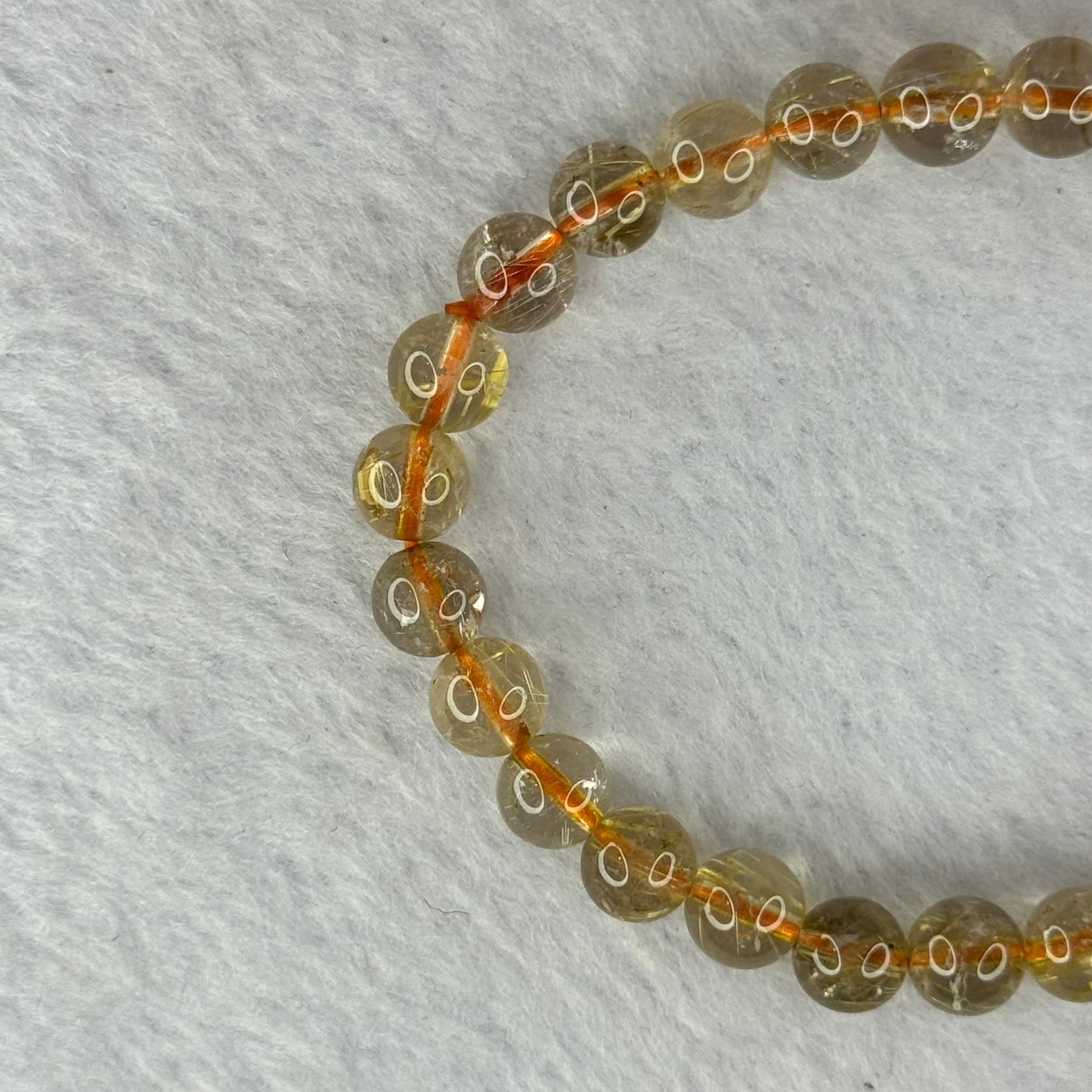 Natural Golden Rutilated Quartz Beads 天然金发水晶手链 12.90g 15cm 7.4mm 26 Beads - Huangs Jadeite and Jewelry Pte Ltd