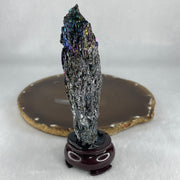 Natural Black Moissanite Rough Display with Wooden Stand 205.68g 70.7 by 45.0 by 132.5mm - Huangs Jadeite and Jewelry Pte Ltd